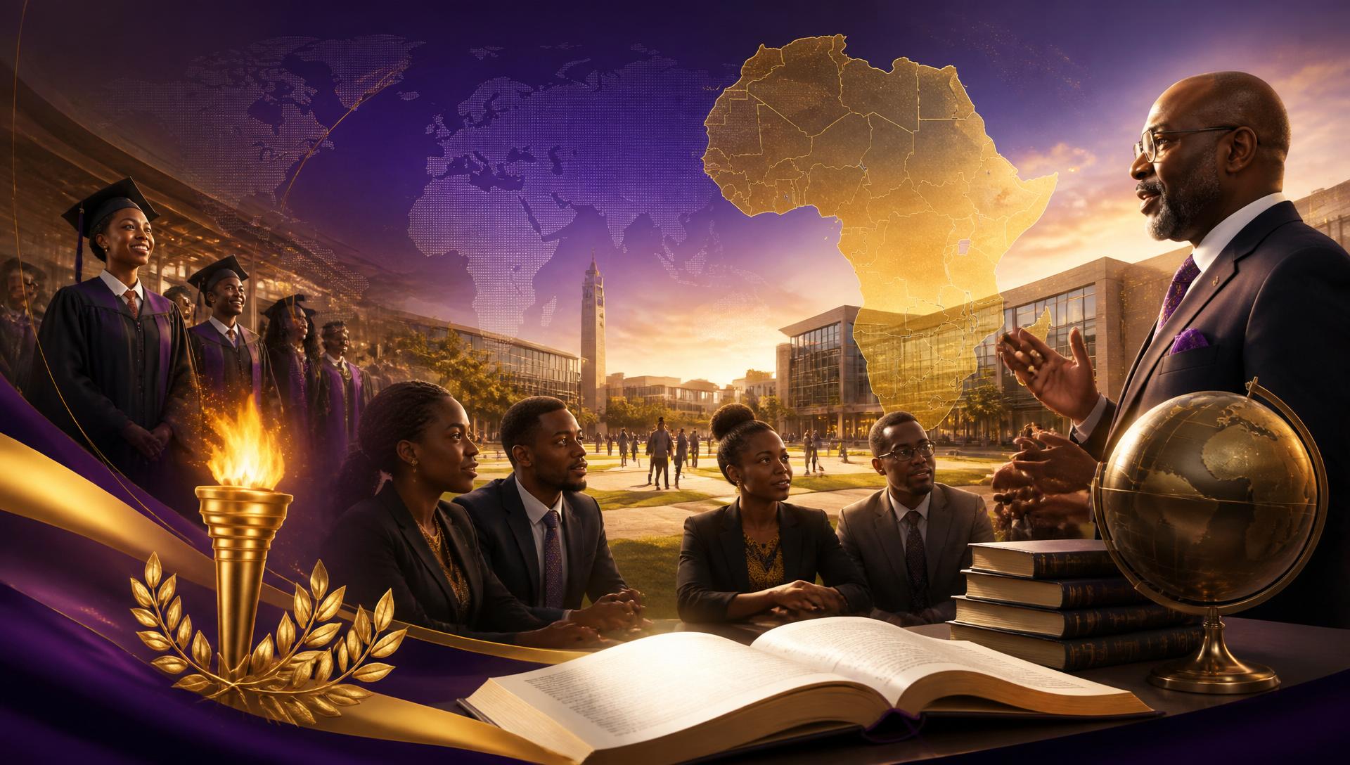 African educators, scholars and young leaders on a modern university campus